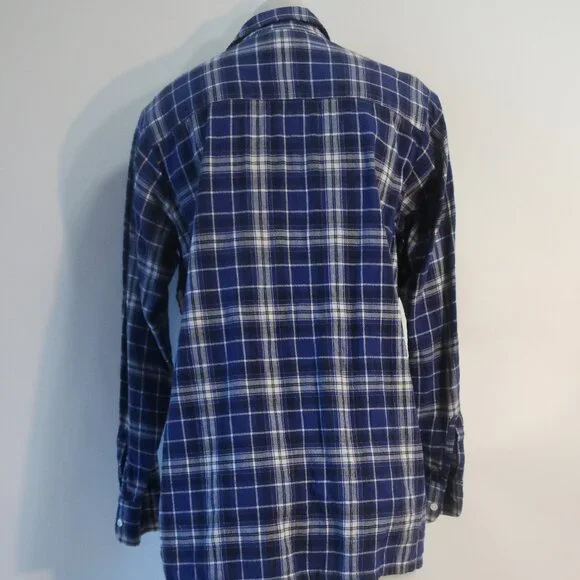 Womens R13 (Item- 89) Blue Black White Vented Side Seams Flannel Plaid M - Picture 8 of 10